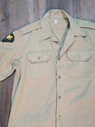 Vintage Vietnam Era Us Military Khaki Shirt Qtr Sleeve Tabs Mens 60s 70s Medium 