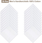 20 Pcs Cotton Handkerchiefs  White Men s Handkerchiefs   Pocket Squares  Large H