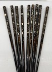 Vintage Lacquer Chopsticks Abalone Seashell Inlay Set Of 9  4 Pair   1 Extra 