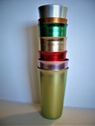 7 Vintage 1950s Assorted Sunburst  Anoware   Unmarked Aluminum Drinking Glasses