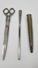 Vintage Graff   Schmidt Germany Scissors Sewing Set Ornate Brass Case 3 Pc