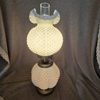 Vintage Fenton Hobnail Milk Glass Hurricane Double Globe Lamp Usa Electric