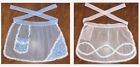 Vintage Half Aprons  2  Sheer Nylon Blue   Pink Dots Lace Trim Pockets 1950 s
