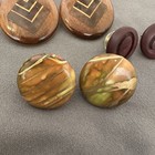 Vintage Lot Of Wooden Earrings  Brown 70s 80s Inlay Boho Retro Painted