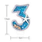 Number 5 Birthday Candle 3 Inch Seablue Starfish Sequins Cake Topper Decor
