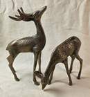 Vintage Brass Buck   Doe Deer Pair Vintage Figurines sculptures Set Of Two Decor