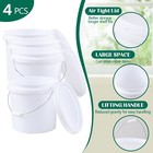 4-pack 4 Gallon Round Plastic Bucket With Lids Food Grade Storage Pail Container