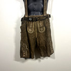 Country Maddox Lederhosen Mens 54 Us 40 Brown Leather Shorts Suspenders