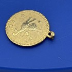 Vintage Leo Zodiac Horoscope Pendant Charm Gold Tone Round Lion Astrology 3 4   
