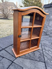 Vintage Wood Wall Hanging 3 Tier Display Shelf Curio Cabinet Case Mirrored Back