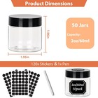 50pcs 2 Oz Clear Plastic Round Jars With Black Lids