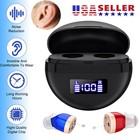 Pair Rechargeable Digital Invisible Hearing Aids Sound Voice Amplifier Mini Ite