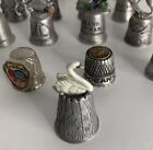 Lot Of 17 Vintage Souvenir Thimbles Metal  Pewter  Stainless  And Aluminum 