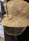 Sweet Vintage Ladies Straw Hat With Ribbon  Flower And Netting 