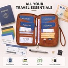 Leather Passport Holder Wallet Rfid Blocking Zippered Passport Wallet Bag Case