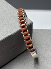 Zuni Sterling Silver Coral Needlepoint Cuff Bracelet Sz6 5