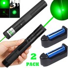 2pcs 9900miles Rechargeable Green Laser Pointer Pen Astronomy Visible Beam Lazer