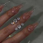 Pink Press On Nails  Extra Long Stiletto Fake Nails  Glitter Sparkly Bnda01-03