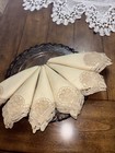 Vintage Beautiful Dinner lunchon Napkins With Belgium Lace Tatting  Set Of 7