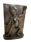 Saso Kali Wall Plaque 7-in Handcrafted India Bronze Finish Hindu Goddess