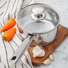 Stainless Steel 1-quart Saucepan With Straining Lid Perfect For Soups