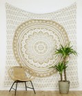 Indian Gold Tapestry Wall Hanging Mandala Bedspread Bohomian Floral Tapestries