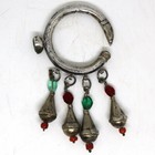Single Rare Antique Moroccan Dewwah Berber Silver  Glass coral Wedding Earring