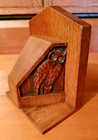 Pair Of Quality Solid Oak Carved Owl Bookends 13 X 11 Cms