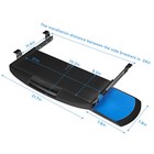 Steel Pull Out Keyboard Drawer Under Desk W hideable Mouse Tray Slide Rail Black