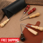 2pcs Leather Sewing Awl Tool Set Wood Handle Stitching Punch Hole Diy Craft Kit