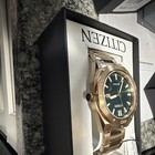Citizen Eco-drive Quartz Analog 41mm Gold Bracelet Green Dial Date 100m Box