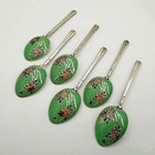 Set 6 Vintage Sterling Silver   Enamel Coffee Spoons Birmingham 1960 T s