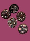 5  Medium  Victorian Pink   Silver Luster  Black Glass  Buttons   Free Shipping