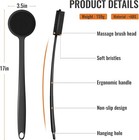 Silicone Back Scrubber Long Handle Body Shower Brush Exfoliating Massage 17in