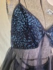 Vintage 90s Y2k Babydoll Lingerie Set Volup 1x Xl Black Blue Glitter Mesh Sheer