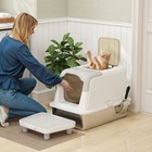 Pawhut Stainless Steel Litter Box With Lid  Extra Large Cat Litter Box