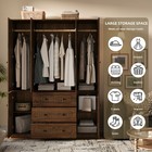 4-door Wardrobe Closet With 3 Drawers   Adjustable Shelves  Freestanding Armoire