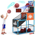Arcade Basketball Game Set With Electronic Scoreboard led Light For Light Blue