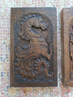 Antique Carved Oak Mythical Creature Hippocampus Wooden Panels