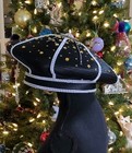 Vintage Donna Vinci Couture Hat Black  Rhinestone Detailing