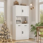Pantry Storage Cabinet 71 Tall White Wood Buffet Sideboard Hostack Kitchen Hutch