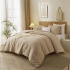 Khaki Comforter Set Full Size 3 Piece Farmhouse Khaki Bedding Set