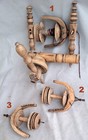 Antique Wooden Spinning Wheel Spool Flyer Frame   Additional 2 Pcs spool Flyers