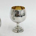 4 Mori Yoko Japanese Silver Hand Hammered Goblets C1930