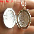 925 Sterling Silver Large Oval Shape Photo Locket Pendant   Necklace Chain Set