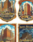 Vintage Nostalgic Hotel Luggage Stickers  4 Retro Labels On 1 Cut   Peel Sheet