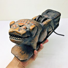 Very Big Antique Chinese Lion Decorated Wood Carpenter Building Tool