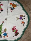 Vintage Christmas Tree Skirt Felt Anthropomorphic Woodland Animals Kitschy