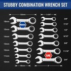 Workpro 14pc Ratcheting Combination Stubby Wrench Set Sae 3 8-3 4 Metric 10-18mm