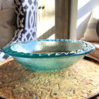 Fire   Light Recycled Glass Seagrass Aqua Green Pasta Salad Serving Bowl 12 75 